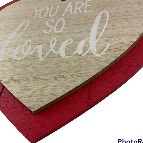 Valentines Wall Hanging YOU ARE SO LOVED Double Layer Heart Wood Plaque 10”X9.6” - Picture 4 of 4